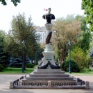 A cosy park in the centre of town Drobeta Turnu Severin who hide, among beautiful ornamental plants, the bust of Roman Emperor Traian, made in 1906 by sculptor D. Franasovici Dacian